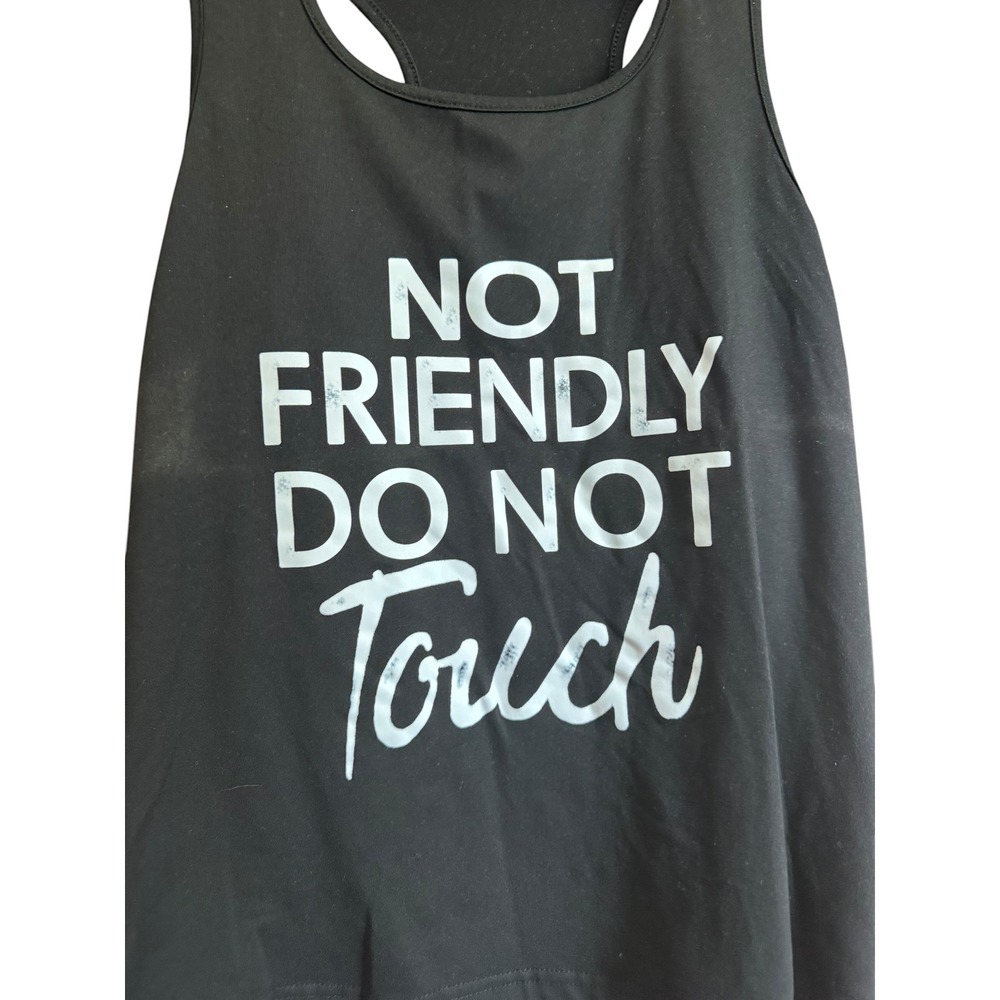 SHEIN Tank Top Womens S Black Good Not Friendly Do Not Touch Graphic Racerback